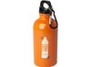 Одностенная бутылка для воды с карабином Oregon, изготовленная из нержавеющей стали, сертифицированной по стандарту RCS, объемом 400 мл - Оранжевый