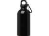 Одностенная бутылка для воды с карабином Oregon, изготовленная из нержавеющей стали, сертифицированной по стандарту RCS, объемом 400 мл - сплошной черный