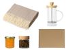 Подарочный набор с пледом, френчпрессом, чаем и вареньем, бежевый