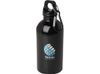 Одностенная бутылка для воды с карабином Oregon, изготовленная из нержавеющей стали, сертифицированной по стандарту RCS, объемом 400 мл - сплошной черный