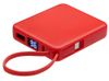 Внешний аккумулятор со встроенным кабелем USB-C «Дэнси», 5000 мАч, красный