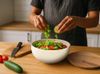 Салатник Bowl с бамбуковой крышкой, бежевый
