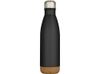 Бутылка для воды Cove из нержавеющей стали с двойными стенками и вакуумной изоляцией, объемом 500 мл, с пробковыми деталями - сплошной черный