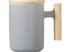 Кружка с ручкой и крышкой из каучукового дерева Jeny, серый