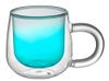 Кружка с двойными стенками с широкой ручкой и градиентным покрытием "Fog", бирюзовый