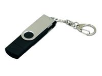 USB 2.0- флешка на 16 Гб с поворотным механизмом и дополнительным разъемом Micro USB