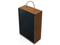 Подарочная коробка из фанеры Constellation 330х220х100 мм, фанера 6 мм, крышка на выдвижных пазах черная ЛХДФ 3 мм, бечевка