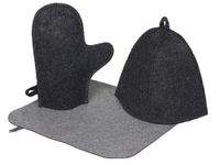 Банный набор из шапки, рукавицы и коврика "Calm", серый