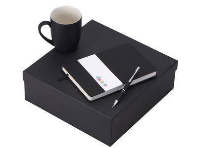 Подарочный набор с блокнотом С2, металлической ручкой и кружкой, черный
