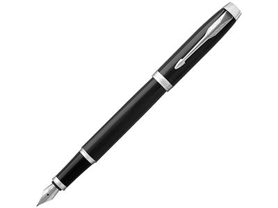 Перьевая ручка Parker IM Metal Black CT (глянцевый черный лак),  перо: F, цвет чернил: blue, в подарочной упаковке.