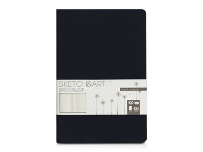 Скетчбук "Sketch & Art" в твердом переплете 143х216 мм, 100 л. бежевой бумаги 100 г/м2, черный
