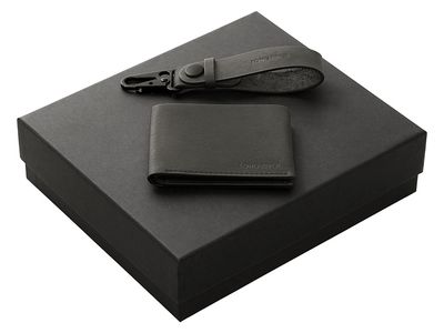 Подарочный набор Long River: кошелек, ремешок для ключей, черная коробка