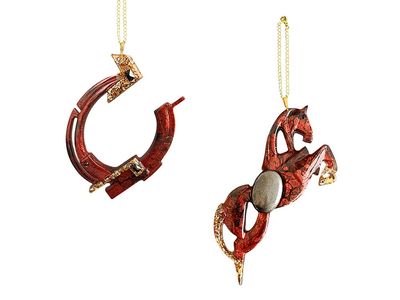 Елочные игрушки (Лошадь+Подкова).Символы года Гранат