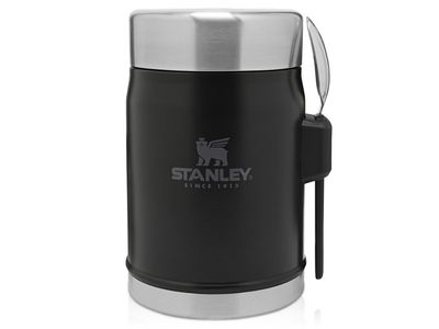 Банка для еды объемом 400 мл с ложкой-вилкой Stanley Legendary - черный матовый