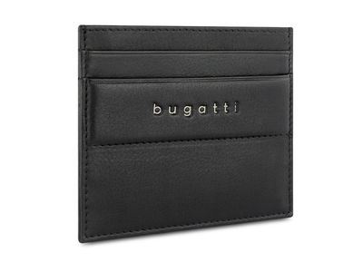 Портмоне для кредитных карт BUGATTI НОМ | NOME, с защитой данных RFID, черное, натуральная воловья кожа, 10,2х0,3х8,2 см