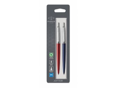 Набор из 2х ручек : Parker "Jotter London" Parker Jotter Essential, Kensington Red CT и Jotter Essential, Royal Blue CT, стержень: M