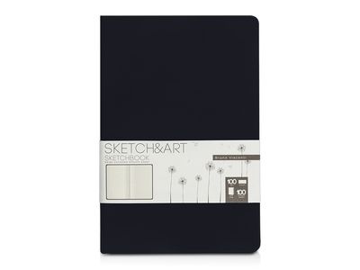 Скетчбук "Sketch & Art" в твердом переплете 143х216 мм, 100 л. черной бумаги 100 г/м2, черный