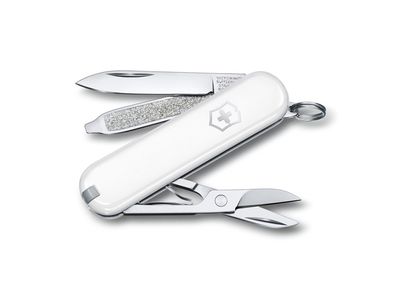 Нож-брелок VICTORINOX Classic SD Colors "Falling Snow", 58 мм, 7 функций, белый