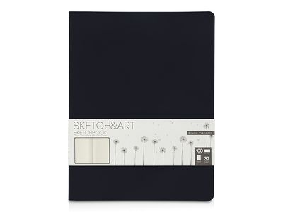 Скетчбук "Sketch & Art" в мягком переплете 178х230 мм, 32 л. бежевой бумаги 100 г/м2, черный