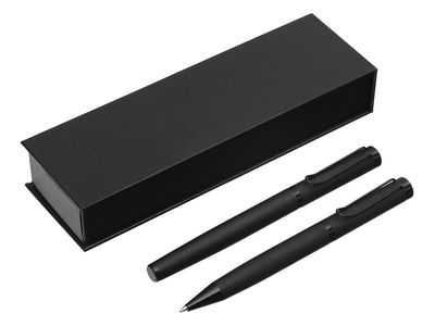 Подарочный набор из 2-х ручек "Black Lama" soft-touch, черный