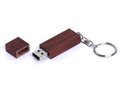 USB-флешка на 64 ГБ прямоугольная форма, колпачек с магнитом, коричневый