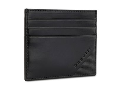 Портмоне для кредитных карт BUGATTI АРИСТОКРАТ | NOBILE, с защитой данных RFID, черное, натуральная воловья кожа, 10х0,3х8 см