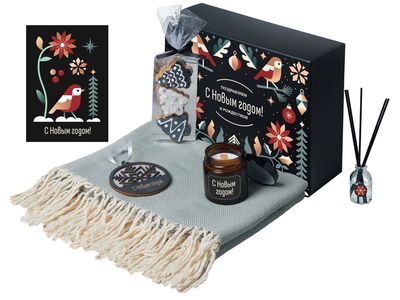 Подарочный набор с пледом, свечой и диффузором