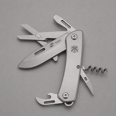 Нож перочинный Stinger, 103 мм, 10 функций, материал рукояти нержавеющая сталь (серебристый), в картонной коробке