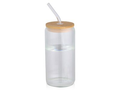 Ёмкость Mirage из боросиликатного стекла объемом 500 мл с одинарными стенками и крышкой из бамбука - Прозрачный