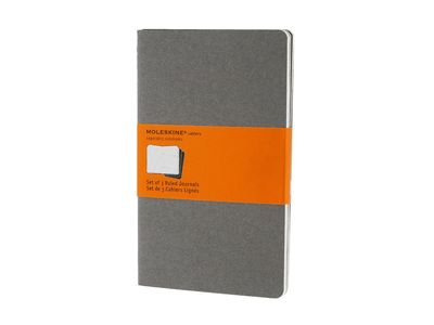 Записная книжка Moleskine Cahier (в линейку, 3 шт.), Large (13х21см), серый