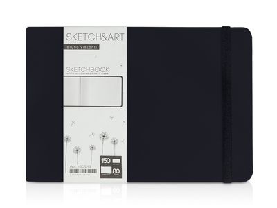 Скетчбук "Sketch & Art" в твердом переплете 213х146 мм, 80 л. белой бумаги 150 г/м2, черный