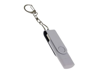 USB-флешка на 16 Гб 2 в 1 поворотный механизм, c дополнительным разъемом Type-C с одноцветным металлическим клипом, белый