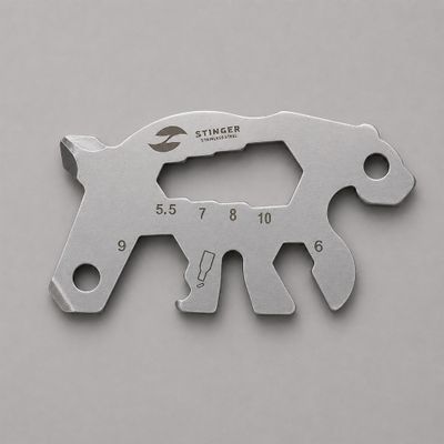Мини-мультитул карманный Stinger, 55 x 35 мм, 5 функций, медведь, нержавеющая сталь, серебристый, в блистере
