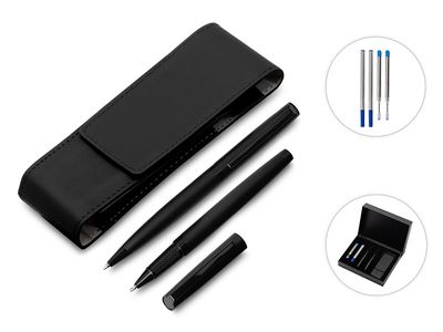 Подарочный набор ручек "Dumas": ручка шариковая и роллер, 4 стержня (2 шариковых, 2 роллера), футляр