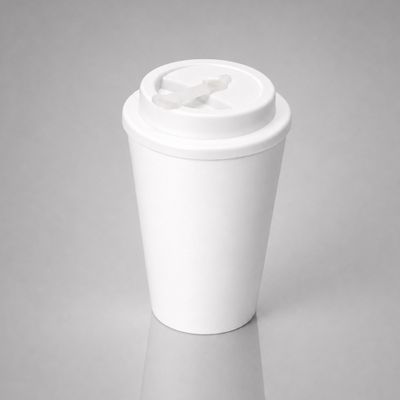 Пластиковый стакан Take away с двойными стенками и крышкой с силиконовым клапаном, 350 мл, белый