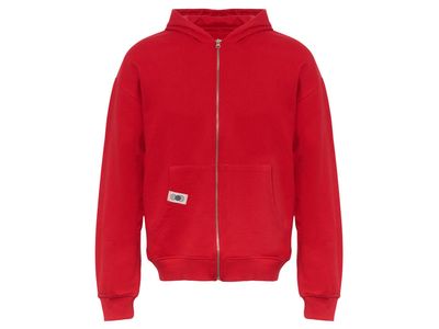 Толстовка оверсайз с капюшоном на молнии «Monaco», красный, лейбл, бренд тайп и термотрансфер