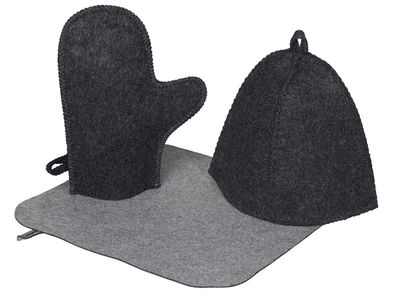 Банный набор из шапки, рукавицы и коврика "Calm", серый