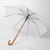 Зонт-трость механический, деревянная ручка, белый