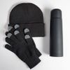 Набор подарочный GET WARM: перчатки, шапка, термос, черный