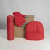 Набор подарочный GET WARM: перчатки, шапка, термос; красный