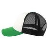 Бейсболка RAPPER-S, 5 клиньев, пластиковая застёжка, белый, зеленый, чёрный