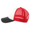 Бейсболка RAPPER-S, 5 клиньев, пластиковая застёжка, белый, красный, чёрный