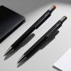Ручка шариковая FACTOR BLACK со стилусом, черный, оранжевый