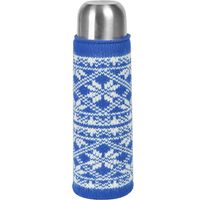 Чехол вязаный на бутылку/термос "Зимний орнамент", синий
