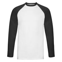 Футболка "Long Sleeve Baseball T", белый с черным_S, 100% х/б, 160 г/м2