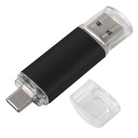 USB flash-карта ASSORTI OTG Type-C (8Гб), черная, 6,3х1,7х0,8 см, металл, черный