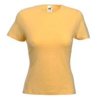 Футболка "Lady-Fit Crew Neck T", песочный_L, 95% х/б, 5% эластан, 210 г/м2, желтый