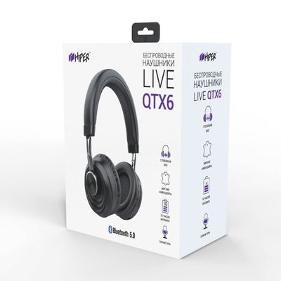 Наушники головные беспроводные Hiper LIVE QTX6, черные, черный