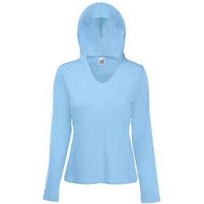 Футболка "Lady-Fit Lightweight Hooded T", небесно-голубой_S, 100% х/б, 135 г/м2, голубой