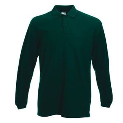 Поло "Long Sleeve Polo", темно-зеленый_XL, 100% х/б, 180 г/м2, темно-зелёный
